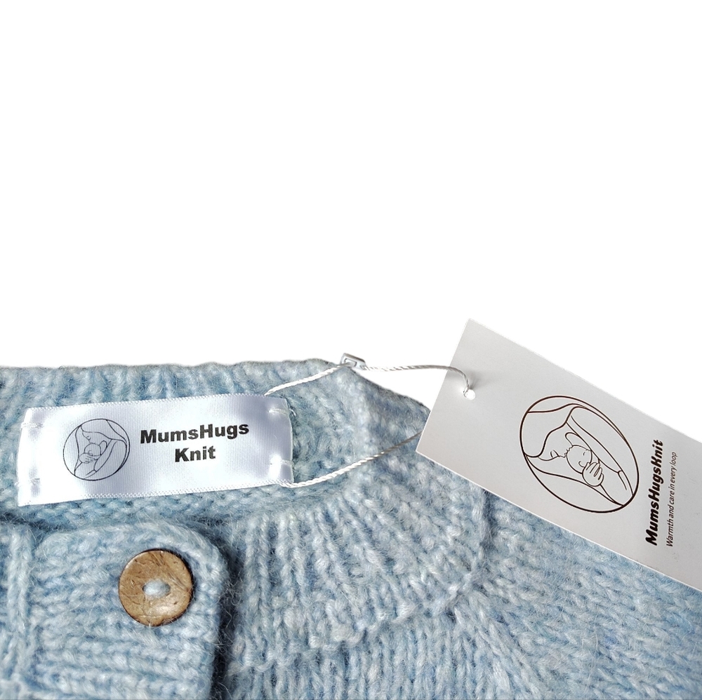 Boutique MumsHugsKnit Light Blue Handmade Cardigan with Goose Design - Picture 2 of 8